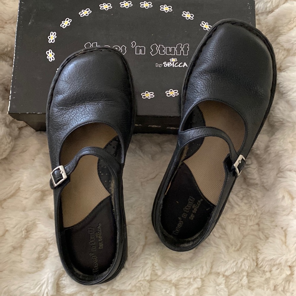 EUC Black Mary Jane mules 8